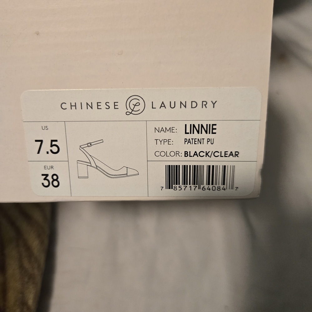 Chinese Laundry Linnie Black and Clear Heels